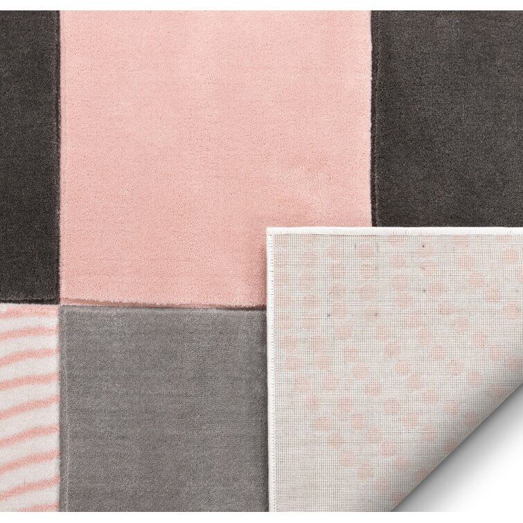 Well Woven Good Vibes Margot Blush Pink Modern Geometric Chevron 5'3 x 7'3 3D Texture Area Rug 