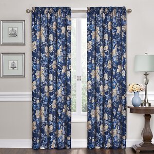 Forever Yours Nature/Floral Room Darkening Rod Pocket Single Curtain Panel