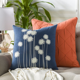 Turquoise Blue Mauve Grey Flower Damask Jacquard Cotton Round Cushion Cover We 