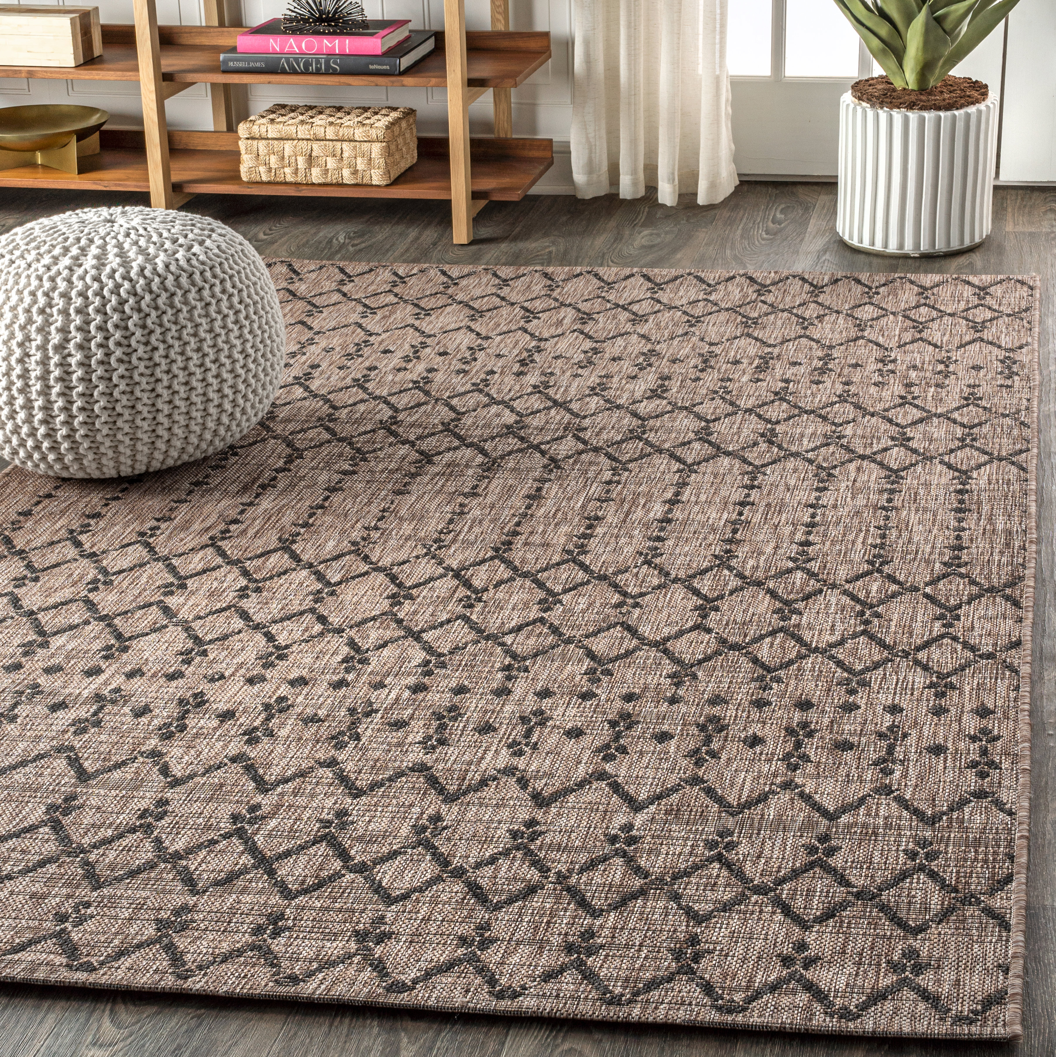 Azaiah Moroccan Geometric Textured Weave Natural Indoor Outdoor Azaiah Moroccan Geometric Textured