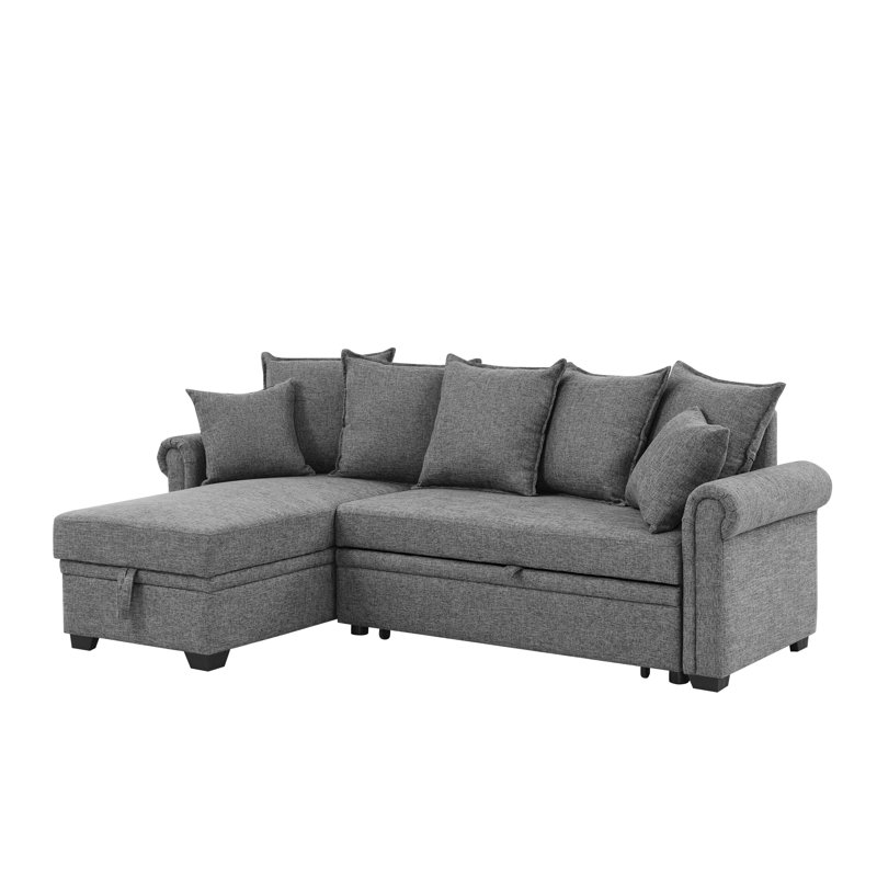 ((INCOMPLETE  BOX 3 OF 3 )) Ameliarae 4 - Piece Upholstered Sectional Body Fabric: Gray Linen Blend