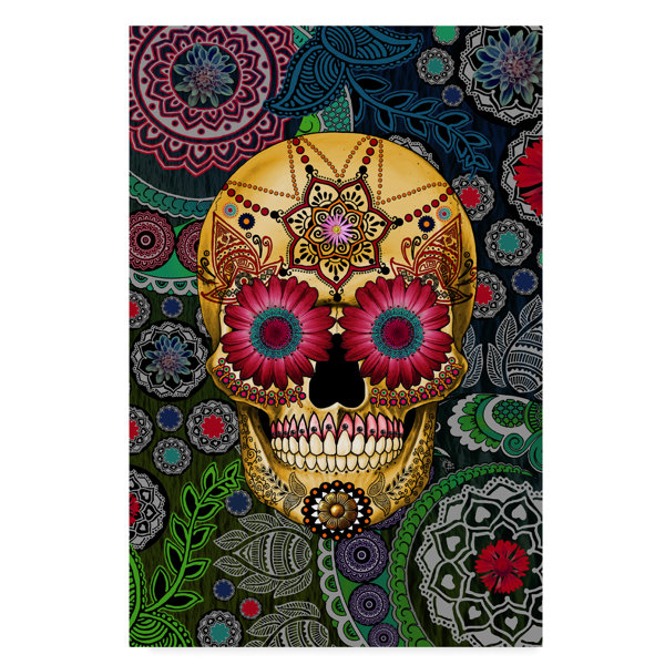Trademark Art Sugar Skull Paisley Garden Acrylic Painting Print