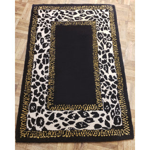Cheap Budget African Safari Black Zebra/Leopard Small Medium Mat Rug  70x140 cm. 