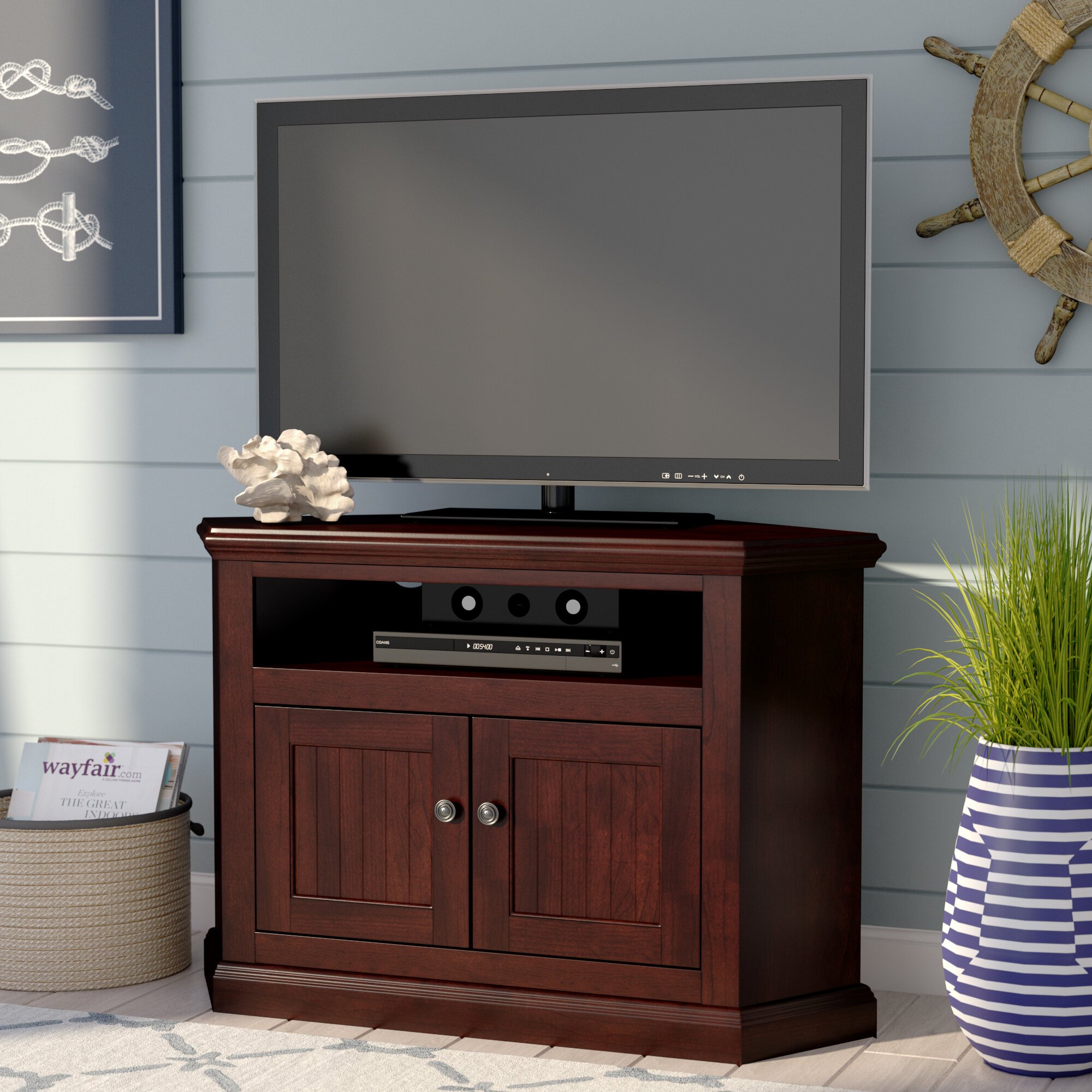 World Menagerie Solid Wood Corner Tv Stand Reviews Wayfair