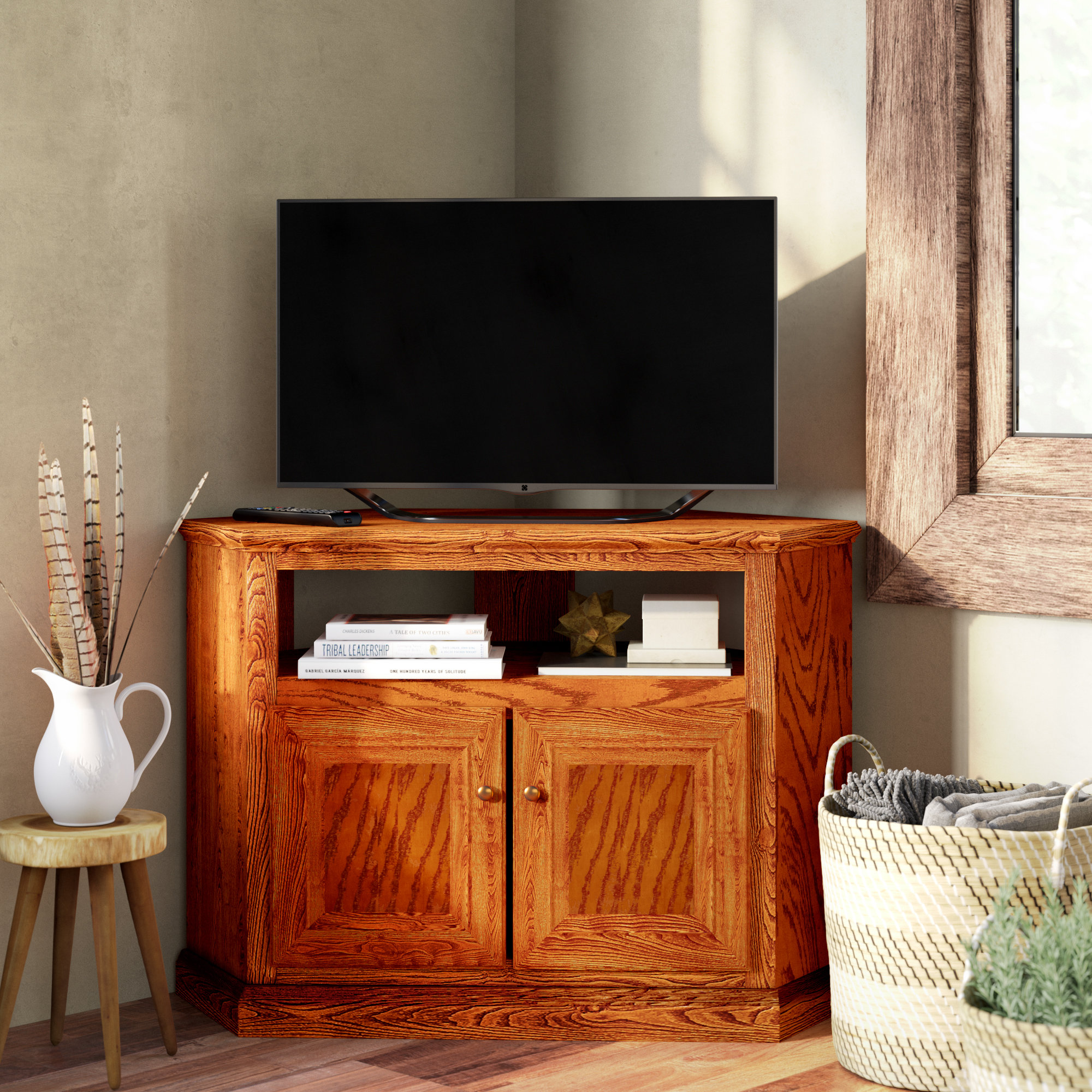 Loon Peak® Lapierre Solid Wood Corner TV Stand for TVs up to 50" Wayfair