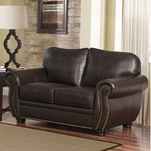 Hotchkiss Leather Loveseat by World Menagerie Today Only Sale