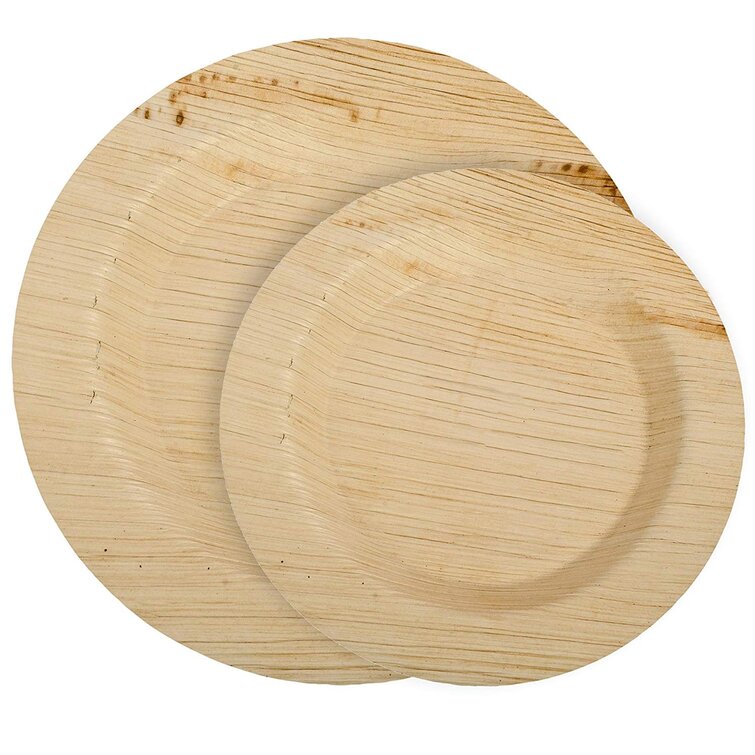 50 Pack CaterEco Round Palm Leaf Plates Set