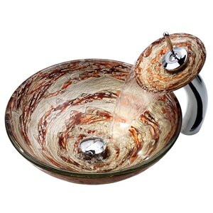 Copper Circular Vessel Bathroom Sink with Overflow