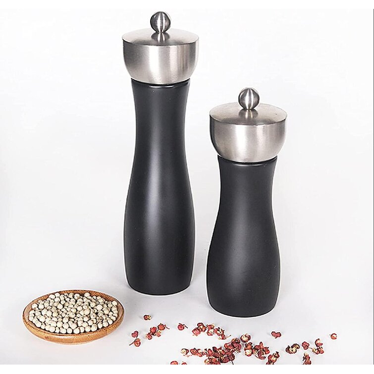 Kitchen Spice Mill with Adjustable Coarseness Ceramic Core & Easily Refillable Acacia Wood Manual Peppercorns Pots Shakers Kit for Himalayan Salt Dried Herb Salt and Pepper Grinders Set Wooden