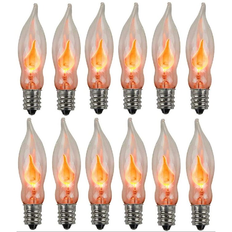 FLAME Candleabra Ceramic Light Bulbs C7 Base Pack of 3 NEW IN PACKAGE 