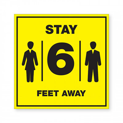 Lorell Stay 6 Feet Away Bright Yellow Sign Lorell