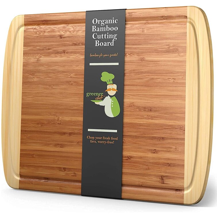 Extra Large Bamboo Chopping Board with 4 BPA Free Plastic Drawers Cutting Board