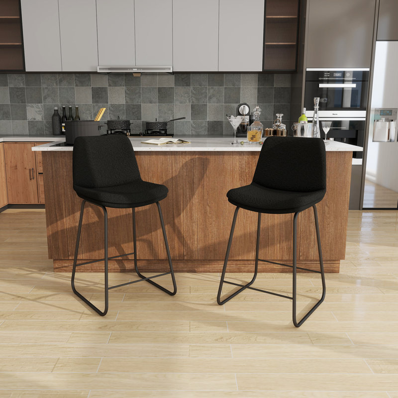 Upholstered Metal Frame Bar & Counter Stools With Backs