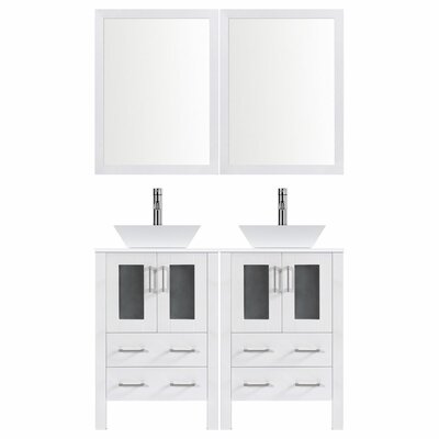 Modern 48 Double Bathroom Vanity Set With Mirror Lesscare Base