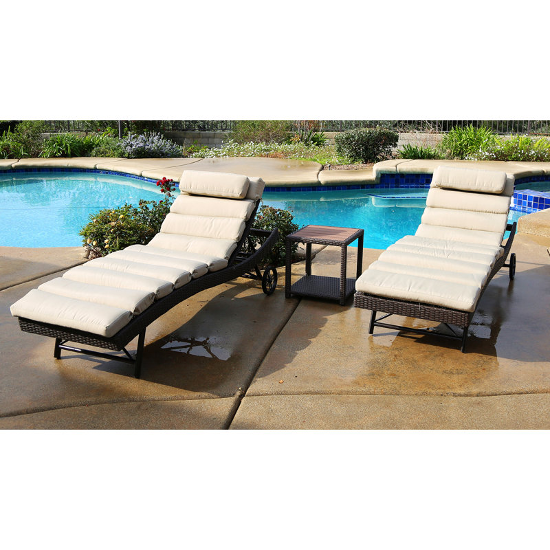 Latitude Run Leake 3 Piece Reclining Chaise Lounge Set with Cushion and