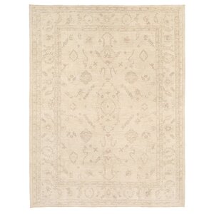 Vegetable Dye Hand-Knotted Ivory/Beige Area Rug