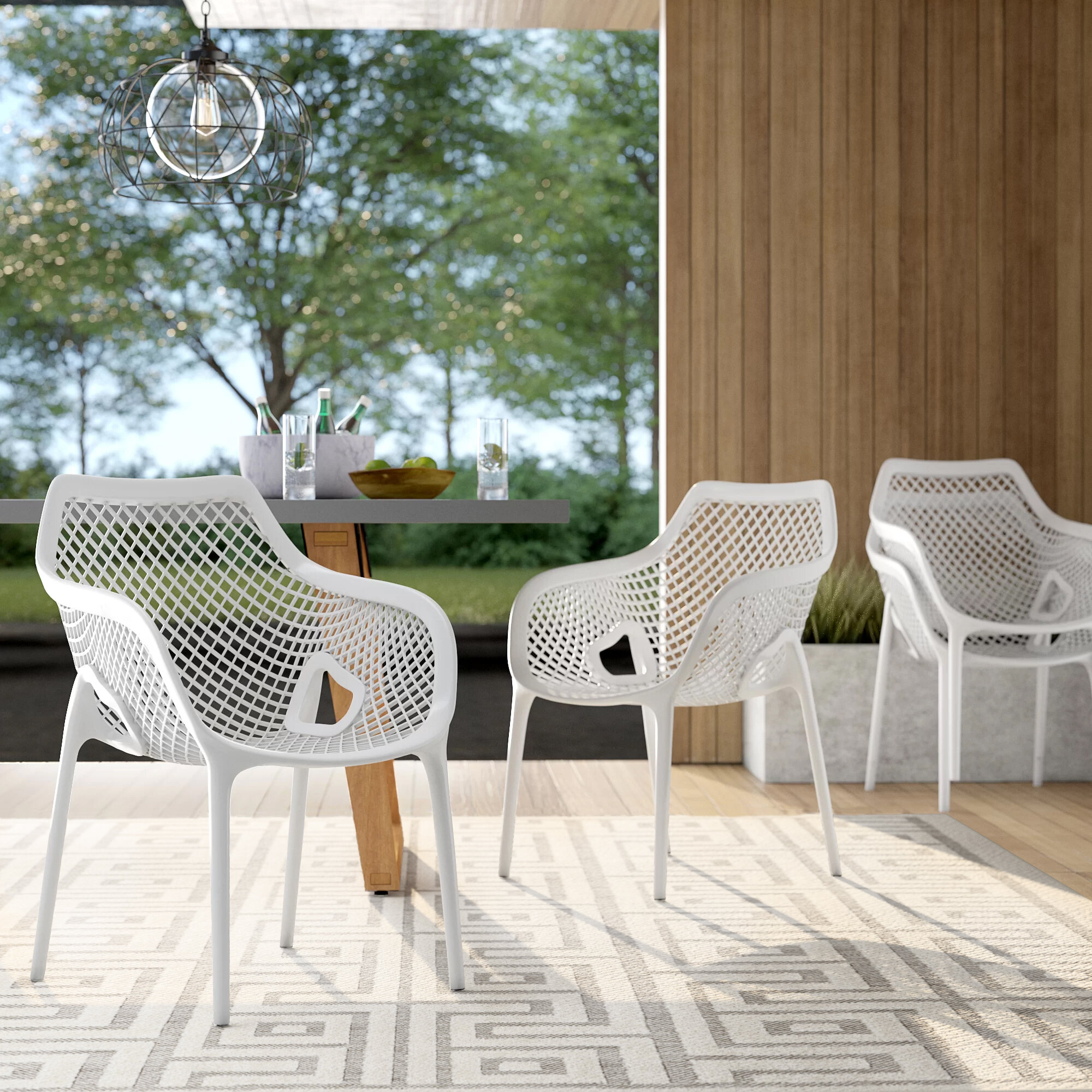 white stacking patio chairs