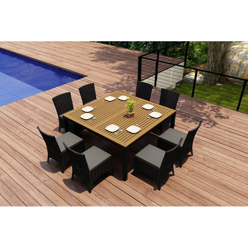 Rosecliff Heights Holbrook 9 Piece Teak Dining Set with ...