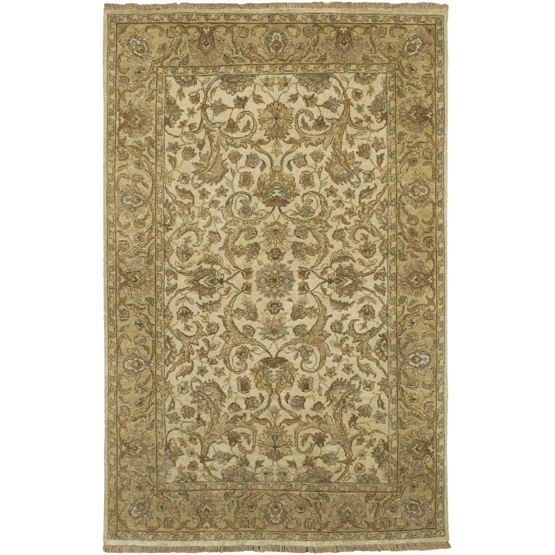 Astoria Grand Harrell Hand Knotted Wool Black Gray Brown Tan Area