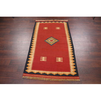 Isabelline One Of A Kind Filip Hand Knotted Red Green Yellow 4 X 6 Area Rug Wayfair