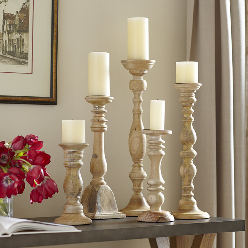 5-Piece Turned Candleholder Set