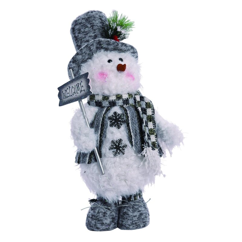 The Holiday Aisle® Christmas Plush Standing Fuzzy Snowman | Wayfair