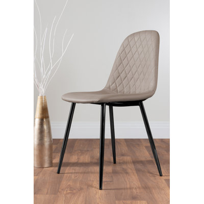 Morral Luxury Diamond Quilt Stitched Faux Leather Upholstered Tapered Metal Leg Dining Chairs