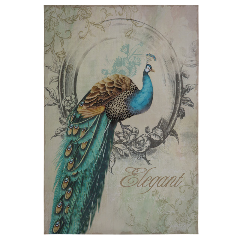 Ophelia Co Peacock Poise I Graphic Art On Wrapped Canvas Reviews Wayfair