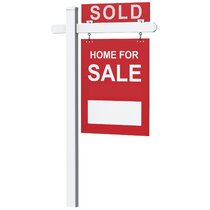 Nymeria White Vinyl Real Estate Yard Sign Post with Stake & LED Solar Light Cap 