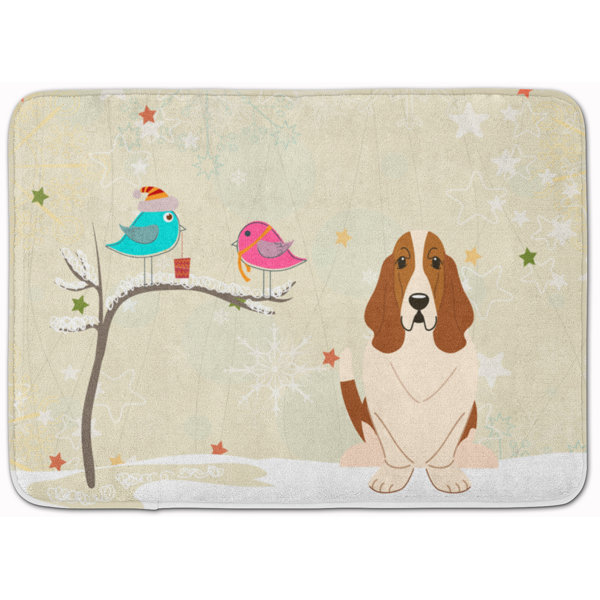 The Holiday Aisle Christmas Presents Friends Basset Hound Rectangle Microfiber Non Slip Bath Rug Wayfair