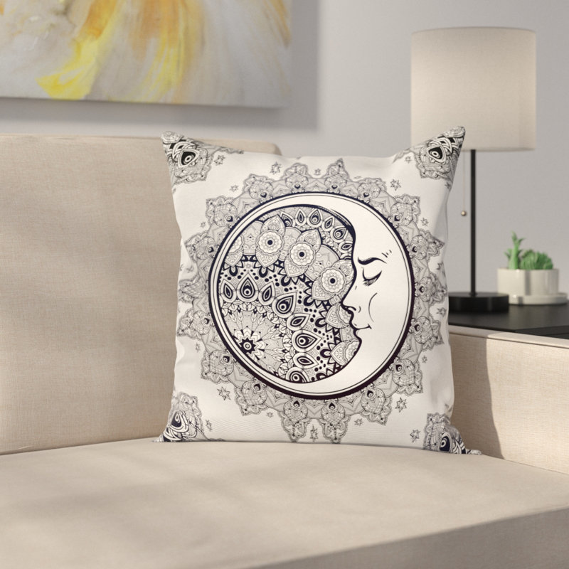 East Urban Home Zodiac Boho Star Moon Mandala Square Pillow Cover
