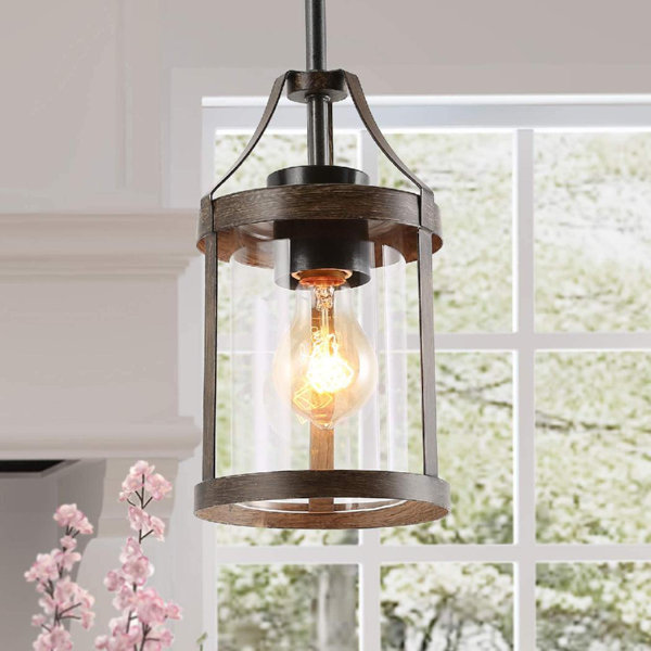 17 Stories Farmhouse Mini Faux Wood Pendant Lighting With ...
