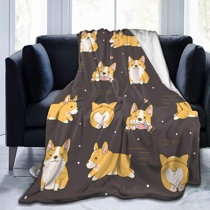 My Daily Happy Welsh Corgi Dog Flower Throw Blanket Polyester Microfiber Lightweight Couch Bed Blanket 50x60 inch