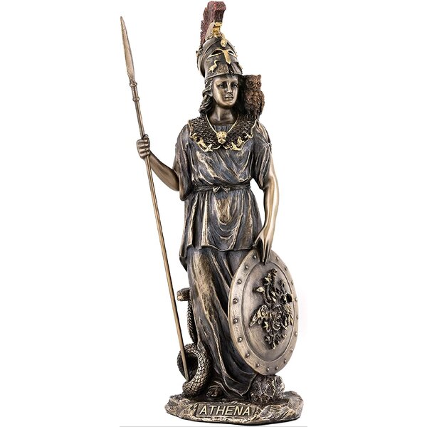9.5" ATHENA Goddess of War Under Olive Tree Greek Mythology Statue Bronze Color 
