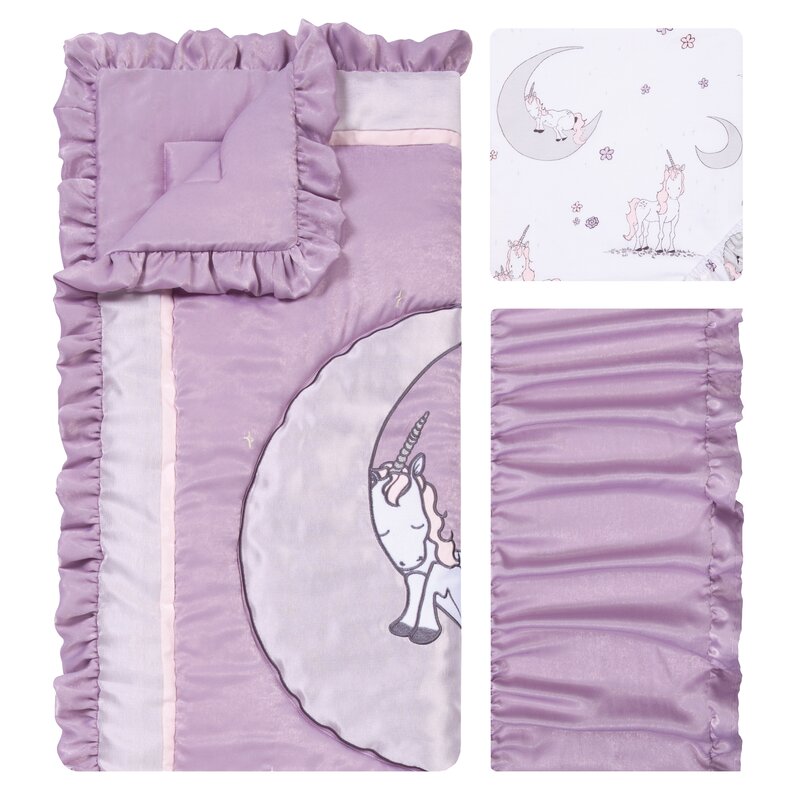 purple unicorn crib bedding