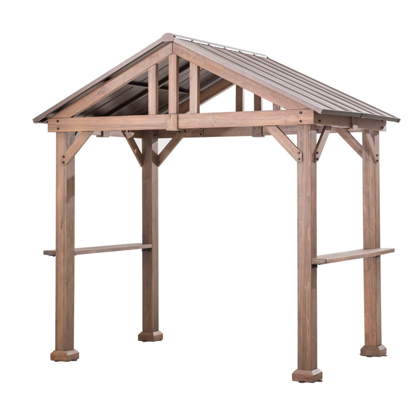 Sunjoy Hudson 8 Ft W X 5 Ft D Solid Wood Patio Gazebo Wayfair