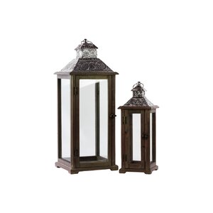 2 Piece Wood Lantern Set