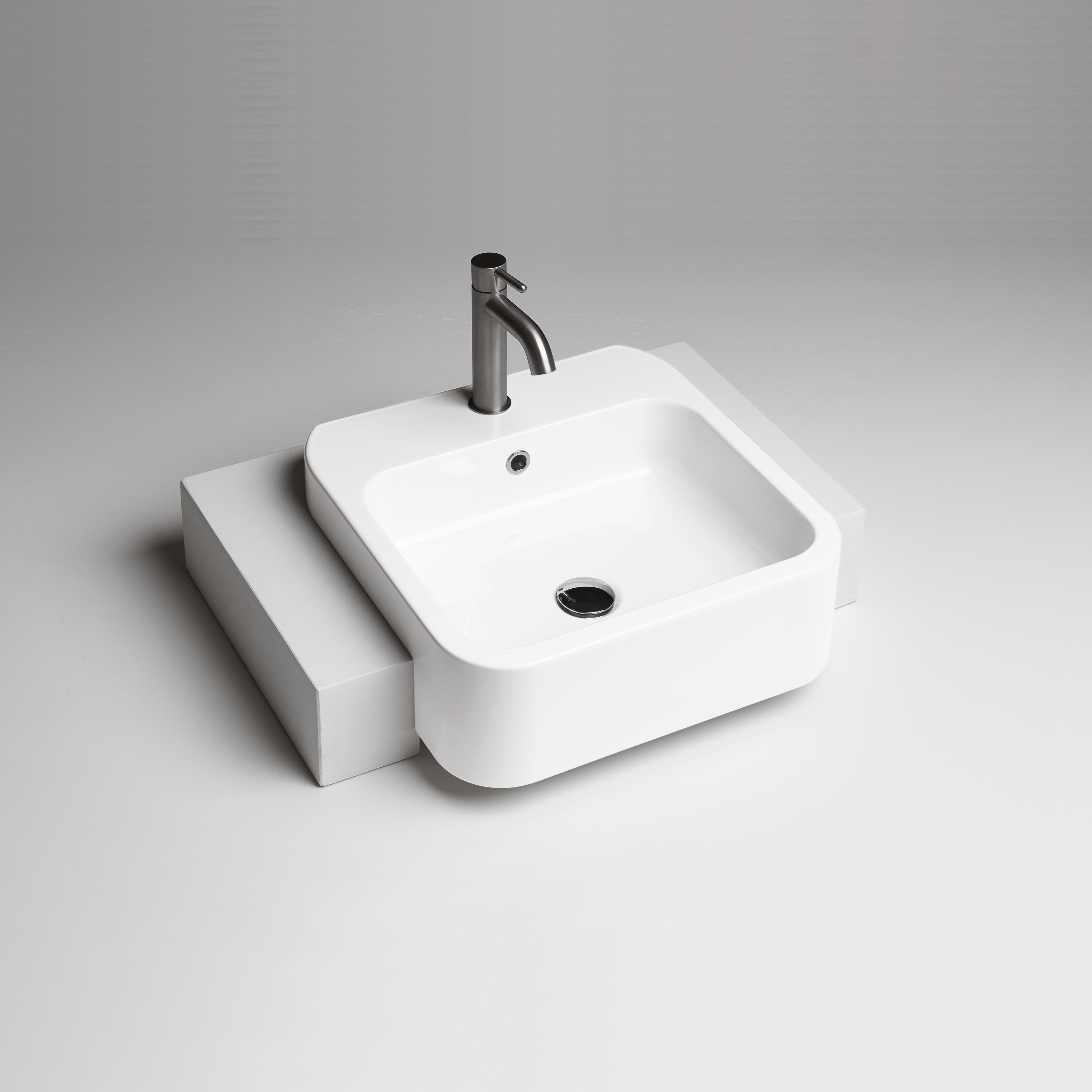 Ws Bath Collections Cosa Ceramic Rectangular Semi Recessed Vessel Bathroom Sink With Overflow Wayfair