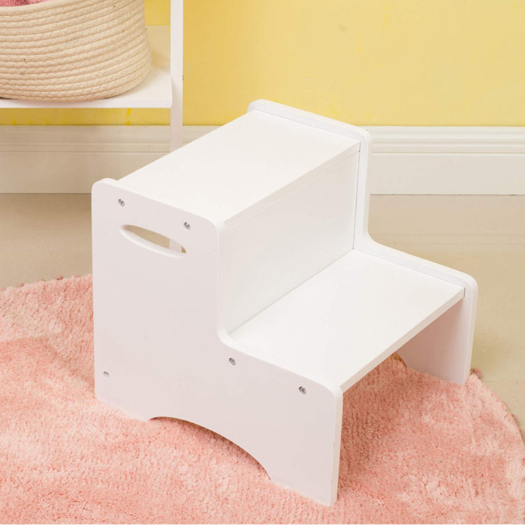White 15501 KidKraft Wooden Two Step Childrens Stool with Handles White 15501 KidKraft Wooden Two Step Childrens Stool with Handles