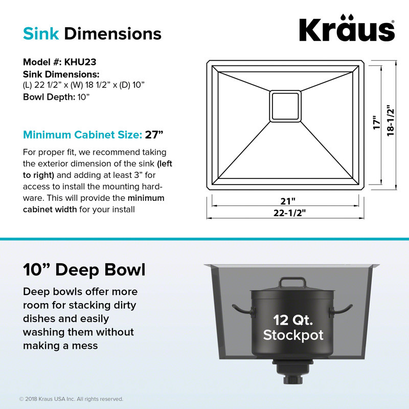 Pax 22 5 L X 16 W Undermount Kitchen Sink