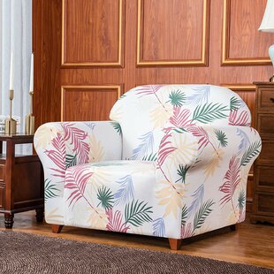 Rocco Leaves Printed Stretch Armchair Slipcover By Bayou Breeze