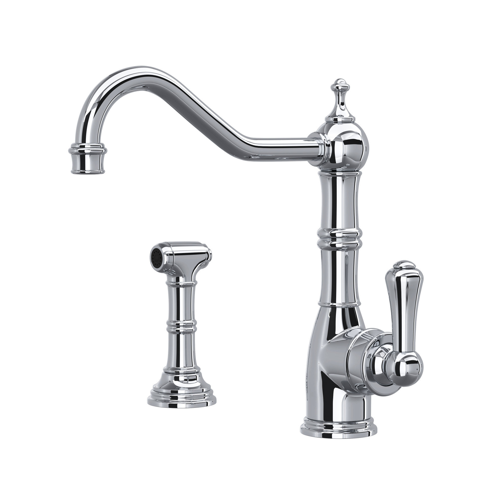 Perrin & Rowe Edwardian Single Handle Kitchen Faucet with Side Spray