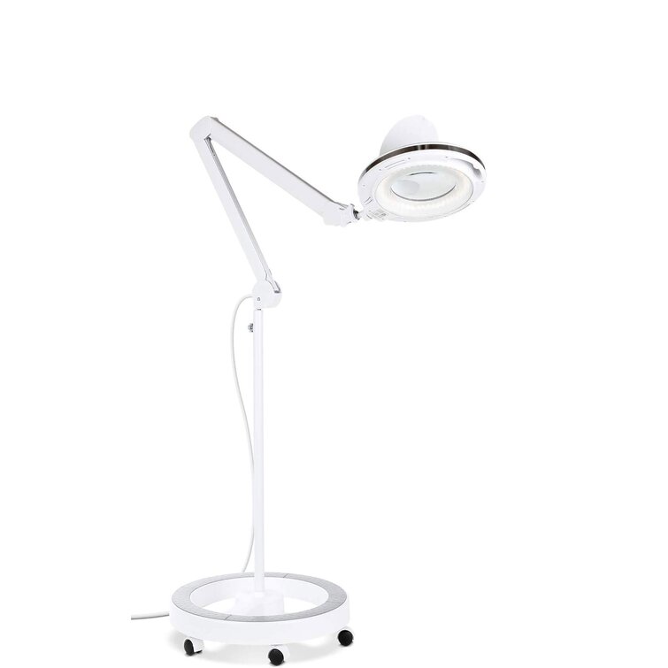 5-Diopter Lighted Magnifier for Reading Close Work Sewing Crafts Floor lamp with 4Wheels Rolling Base for Estheticians LED with Magnifying Glass 