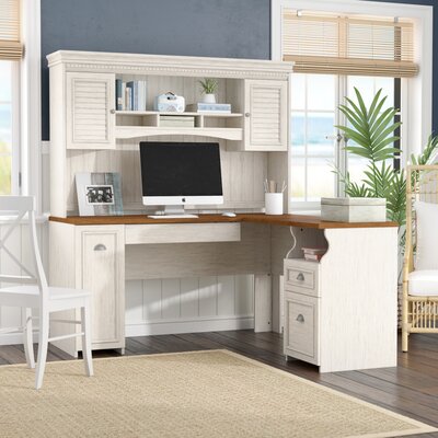 Beachcrest Home Oakridge L Shape Executive Desk With Hutch