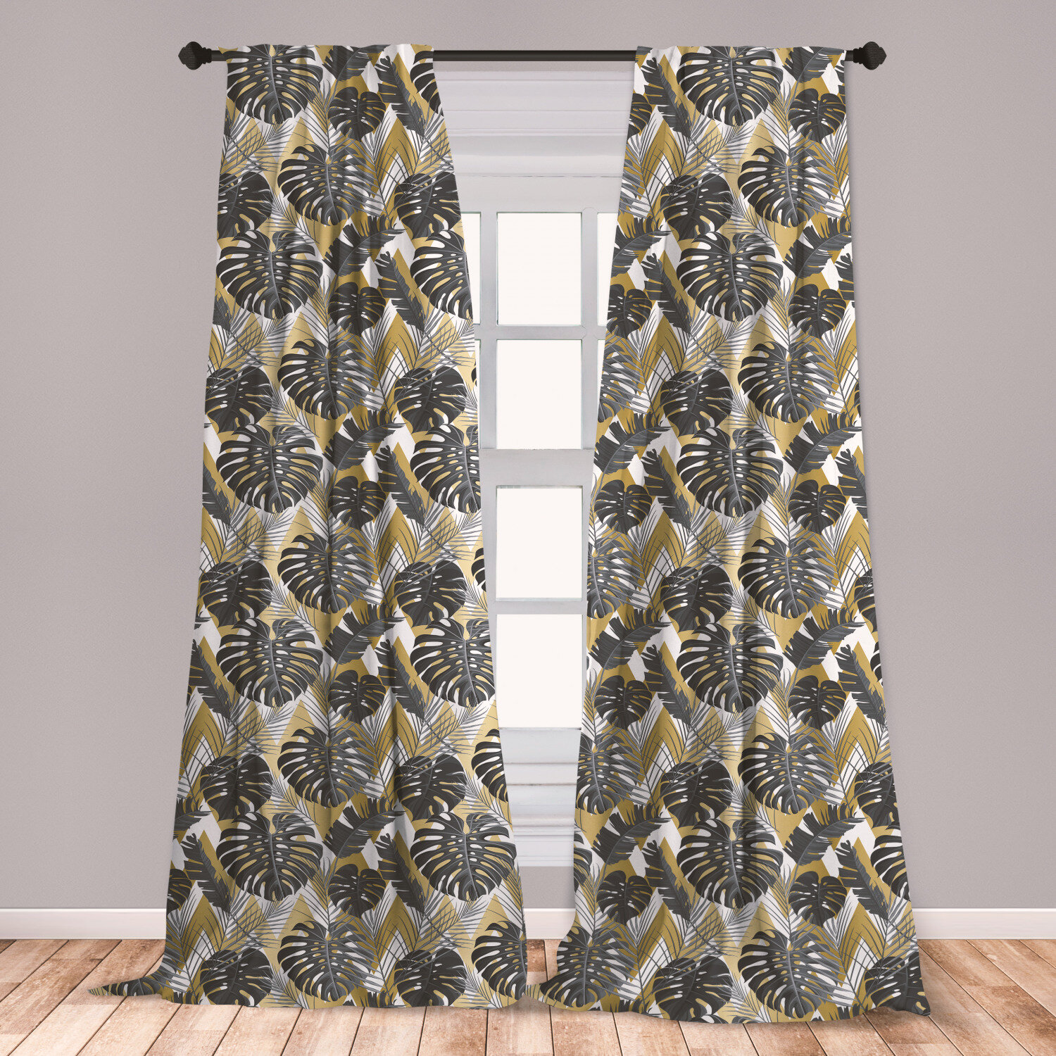 East Urban Home Ambesonne Monstera Leaf Window Curtains