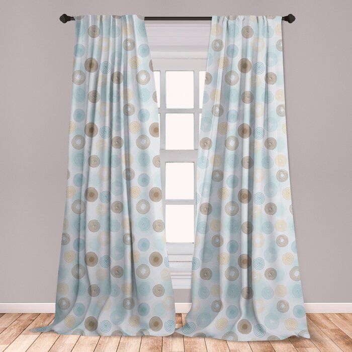 Ambesonne Brown And Blue Curtains Twirls Vortex Design Geometric Curved Lines Hypnotic Elements Window Treatments 2 Panel Set For Living Room