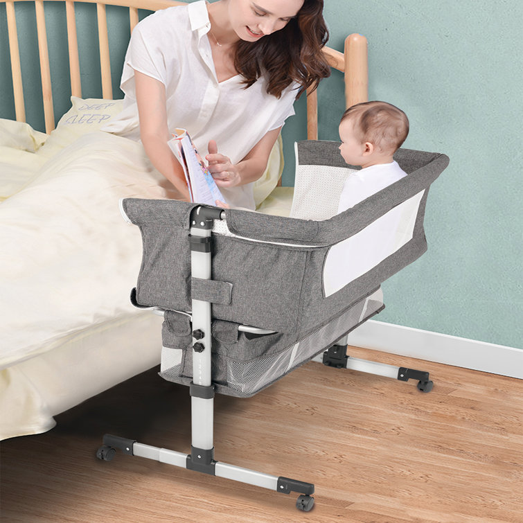 Zoomie Kids 3 In 1 Adjustable Portable Baby Bassinets Bedside Sleeper Crib With Storage Basket Reviews Wayfair