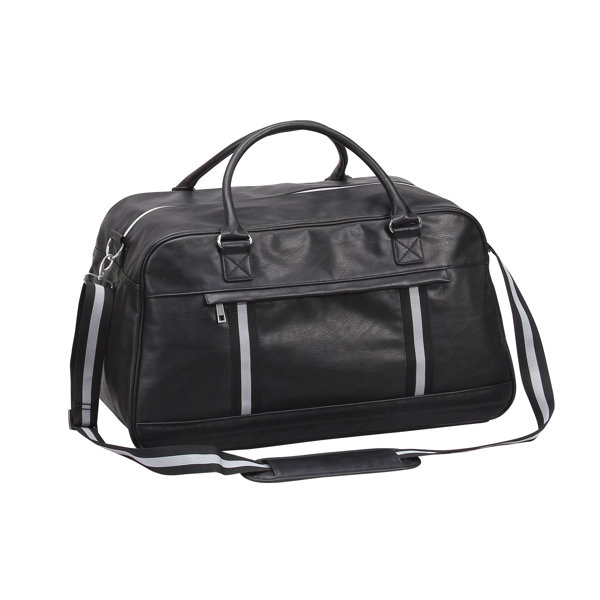 Large Weekender Carry-on Vertical Wavy Leaf Ambesonne Black White Gym Bag