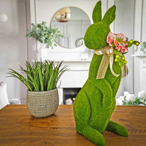 Pretty Moss Easter Bunny*Rabbit*Hare*Twigs*Figure/Statue*Spring*Green*Indoor*New 