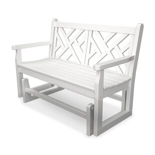 white wooden glider bench